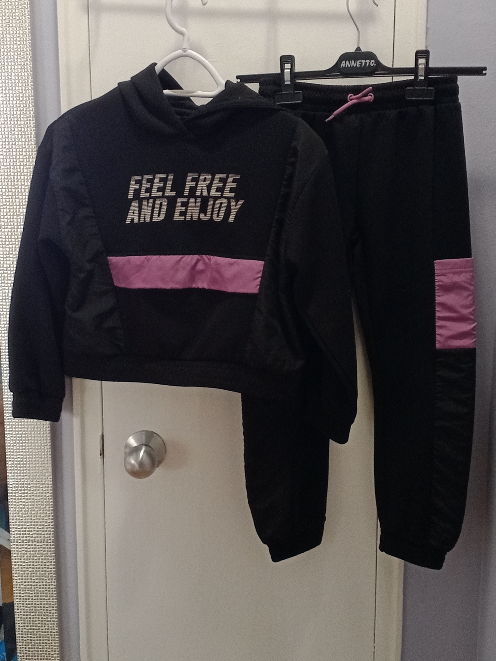 Zara Black and Pink Kids Matching Hoodie & Joggers Set